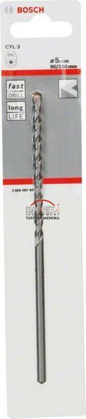 Свердло по бетону CYL-3 Silver Percussion 5,0x90x150 мм Bosch Professional (2608597677) 2608597677 фото