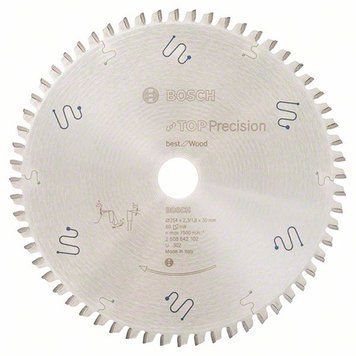 Пиляльний диск Best for Wood Bosch Professional для дротових торцювальних циркулярних пилок, 254x30x1,8-2,3 мм, 60Т (2608642102) 2608642102 фото