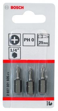 Насадка біта BOSCH Extra Hard PH 0, 25 мм 3 шт. 2607001506 фото