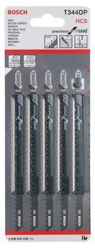 5 лобзикових пилок T 344 DP Precision for Wood, HCS BOSCH 2608633A36 фото