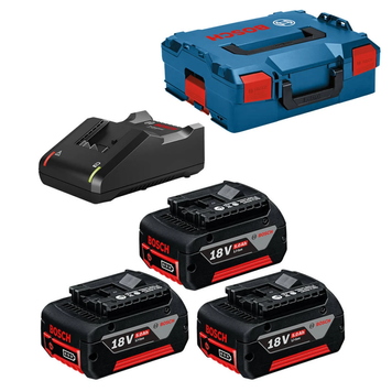 Набір з трьох акумуляторів Bosch Professional GBA 18V 5.0 Aг, зарядного GAL 18-40 CV в кейсі L-Boxx (0615990L3T) 0615990L3T фото