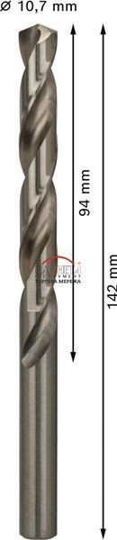 Набір спіральних свердел Bosch Professional Metal HSS-G, стандартна довжина 142 мм, діаметр 10,7 мм, робоча довжина 94 мм, 5 штук (2608585527) 2608585527 фото
