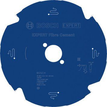 Пиляльне полотно, диск Expert for Fiber Cement Corded Bosch Professional для ручної дротової циркулярної пилки, для занурювальної пилки, 190x30x1,6-2,2 мм, 4Т (2608644125) 2608644125 фото