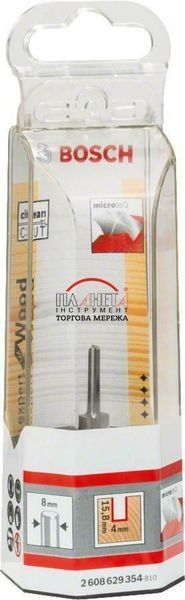 Пазова пряма фреза Expert for Wood Bosch Professional, 8 мм, D1 4 мм, L 15,8 мм, G 50,7 мм із двома канавками, твердий сплав, для занурювальних фрезерних машин, для кромкових фрезерів (2608629354) 2608629354 фото