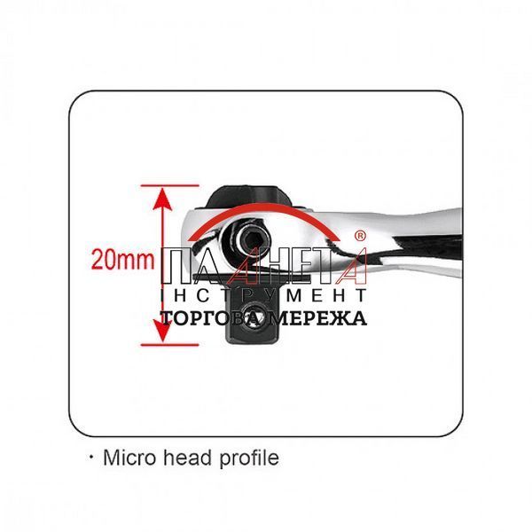 Тріскачка 1/4" з шарніром (360&deg;) 90 зубців міні TOPTUL (CHKX0810) CHKX0810 фото