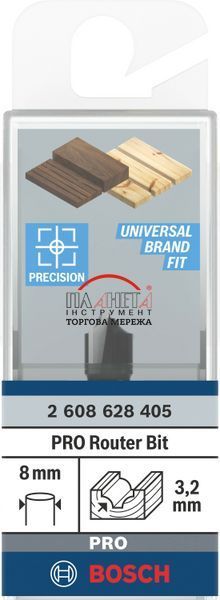 Фасонна четвертна фреза для бортиків по дереву діаметр 9,5 мм, хвостовик 8 мм, робоча довжина 10,2 мм, довжина 41 мм Bosch Professional (2608628405) 2608628405 фото