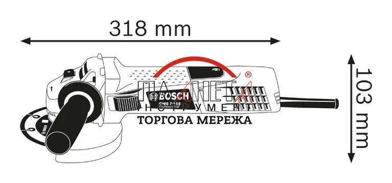 Кутова шліфмашина GWS 7-115 Bosch Professional (0601388106) 0601388106 фото
