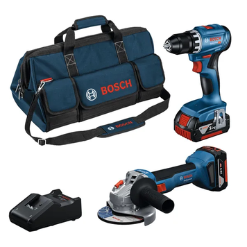 Набір 18V-SET акумуляторний комбінований Bosch Professional, складається з шурупокрута GSR 18V-45, КШМ GWS 18V-8, двох акумуляторів GBA 4,0Ah, зарядного пристрою GAL 18V-40, сумки M-BAG (0615A5007N) 0615A5007N фото