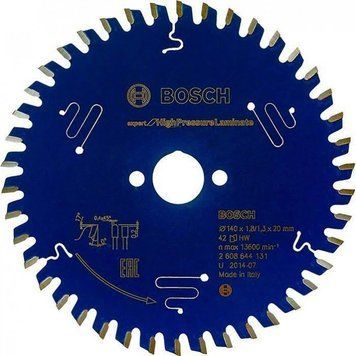 Пиляльне полотно, диск Expert High Pressure Laminate Corded Bosch Professional для мережевих ручних циркулярних пилок, для занурювальних пил, 140x20x1.8, 42T (2608644131) 2608644131 фото