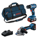 Набір 18V-SET акумуляторний комбінований Bosch Professional, складається з шурупокрута GSR 18V-45, КШМ GWS 18V-8, двох акумуляторів GBA 4,0Ah, зарядного пристрою GAL 18V-40, сумки M-BAG (0615A5007N) 0615A5007N фото 1