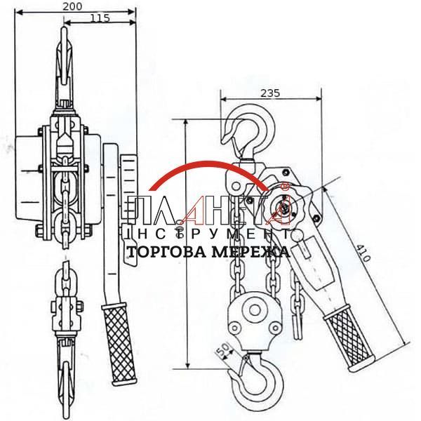 Таль ручна важільна GART Lifting HSH-B 6.0T X 3M 1224 фото