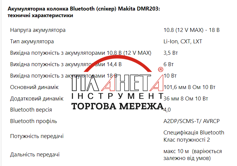 Акумуляторна колонка Bluetooth (спікер) Makita DMR203 DMR203 фото