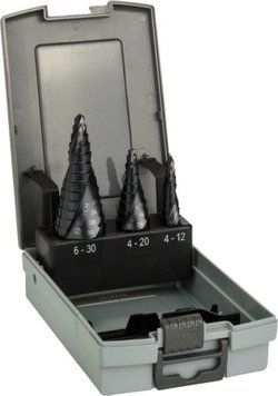 Набір східчастих свердел Bosch Professional HSS-AlTiN ProBox 4-12, 4-20, 6-30 з хвостовиком із трьома фасками, 3 штуки (2608588069) 2608588069 фото