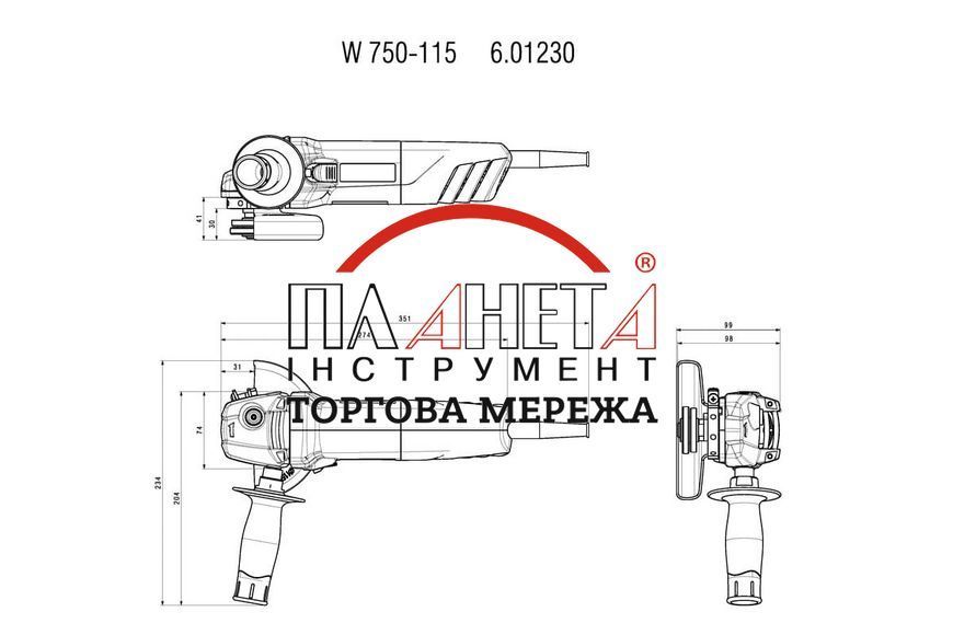 Кутова шліфувальна машина Metabo W 750-115 601230500 601230500 фото