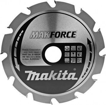 Пиляльний диск по дереву Makita MAKForce 190x30 мм 12 зубів (B-08224) B-08224 фото