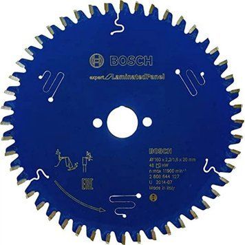 Пиляльне полотно, диск EXPERT Laminated Panel Corded Bosch Professional для ручної мережевої циркулярної пилки, для занурювальної пилки, 160x20x1,6 48T (2608644127) 2608644127 фото