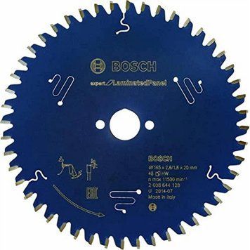 Пиляльне полотно, диск EXPERT Laminated Panel Corded Bosch Professional для ручної мережевої циркулярної пилки, для занурювальної пилки, 165x20x1,6, 48T (2608644128) 2608644128 фото