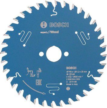 Пильний диск Expert for Wood Corded Bosch Professional для мережевих ручних циркулярних пилок, для занурювальних пил, 140x20x1.8, 36T (2608644009) 2608644009 фото