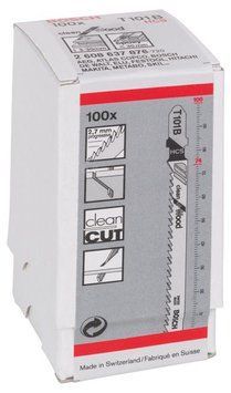 100 лобзикових пилок T 101 B Clean for Wood, HCS BOSCH 2608637876 фото