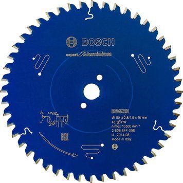 Пиляльне полотно, диск Bosch Professional EXPERT Aluminium для ручної циркулярної пилки та пилки для сухого різання, 184x16x2.6, 48T (2608644098) 2608644098 фото