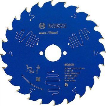 Пиляльне полотно, диск EXPERT Wood Corded Bosch Professional для настільних стаціонарних мережевих пилок, для вертикальних форматних пилок, 190x30x1,3, 24T (2608644083) 2608644083 фото
