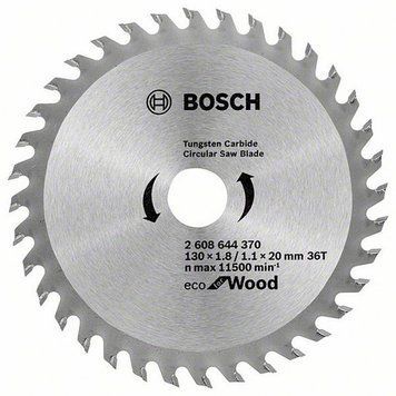 Пиляльний диск Eco for Wood Bosch Professional для мережевих ручних циркулярних пилок, 130x20/16x1,1-1,8 мм, 36T (2608644370) 2608644370 фото