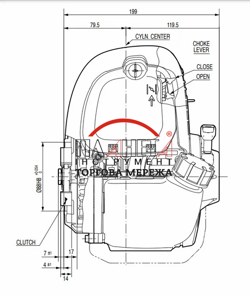 Двигун бензиновий Honda GX50 (GX50T-ST-4-OH) GX50T-ST-4-OH фото