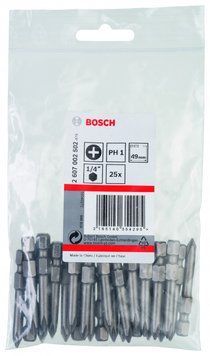 Насадка біта BOSCH Extra Hard PH 1, 49 мм 25 шт. 2607002502 фото