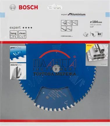 Пиляльний диск Bosch Professional Expert for Aluminium для ручних дротових циркулярних пилок, 184x20x2.6, 56T (2608644099) 2608644099 фото