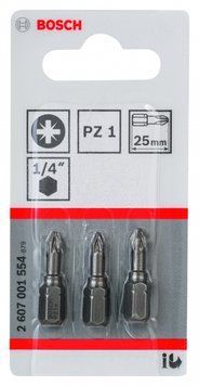 Насадка біта BOSCH Extra Hard PZ 1, 25 мм 3 шт. 2607001554 фото